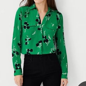 Ann Taylor Petite Classic FloralCamp Shirt